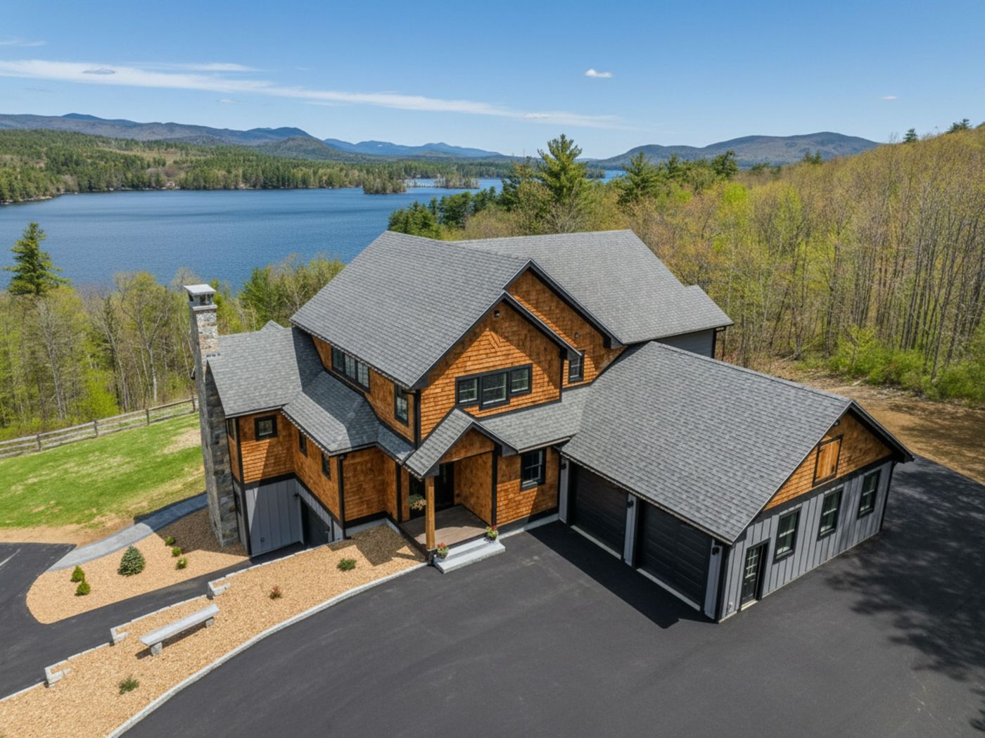 Aerial: Lakeside estate
